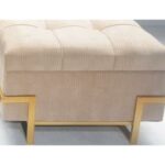 Foot-of-bed Bench DKD Home Decor Μπεζ Μέταλλο Βελούδο Glamour Velvet (120 x 42 x 48 cm) (3 pcs)
