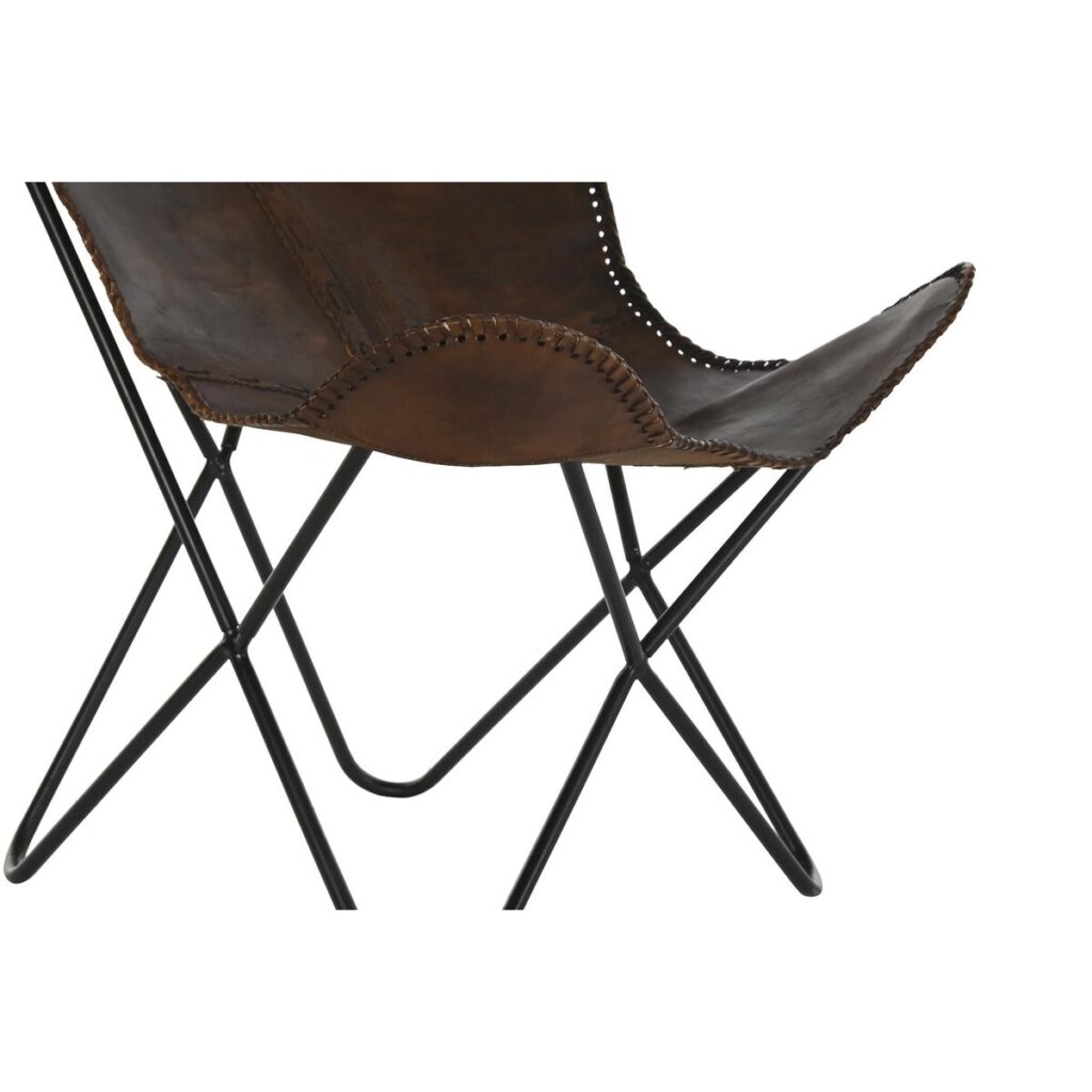 Καρέκλα DKD Home Decor Καφέ Μέταλλο Δέρμα (78 x 76 x 96 cm)