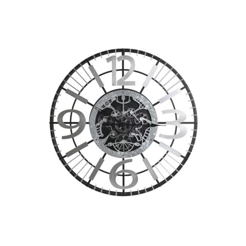 Ρολόι Τοίχου DKD Home Decor Ασημί Μαύρο Σίδερο (80 x 7 x 80 cm)