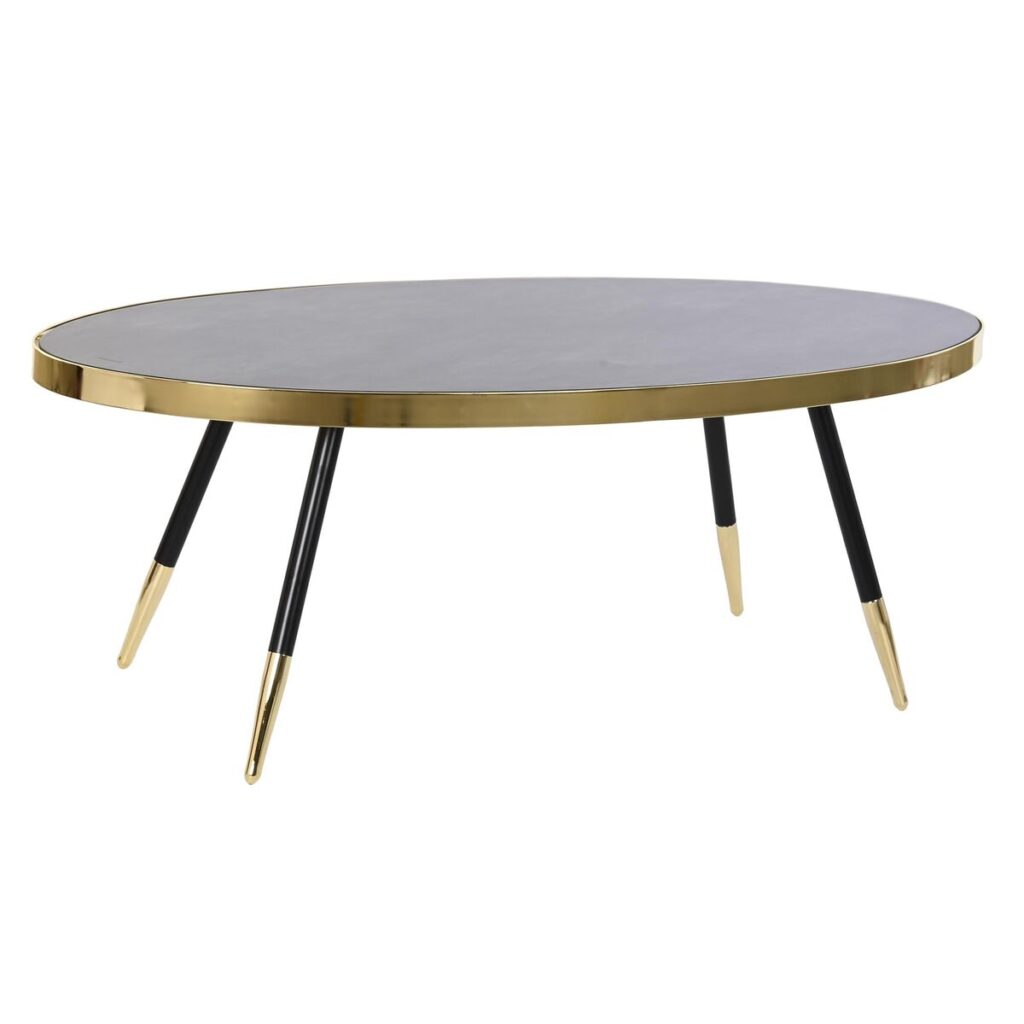 Τραπεζάκι Καφέ DKD Home Decor Μαύρο Χρυσό Κρυστάλλινο Χάλυβας 110 x 50 x 41