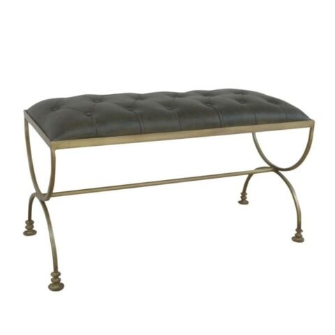 Foot-of-bed Bench DKD Home Decor Χρυσό Μέταλλο Δέρμα Πράσινο Μεταλλικό (90 x 38 x 48 cm)