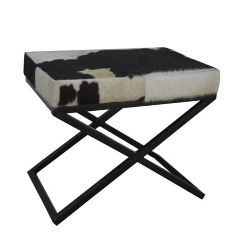 Foot-of-bed Bench DKD Home Decor Λευκό Μαύρο Αγελάδα Μέταλλο 60 x 40 x 50 cm