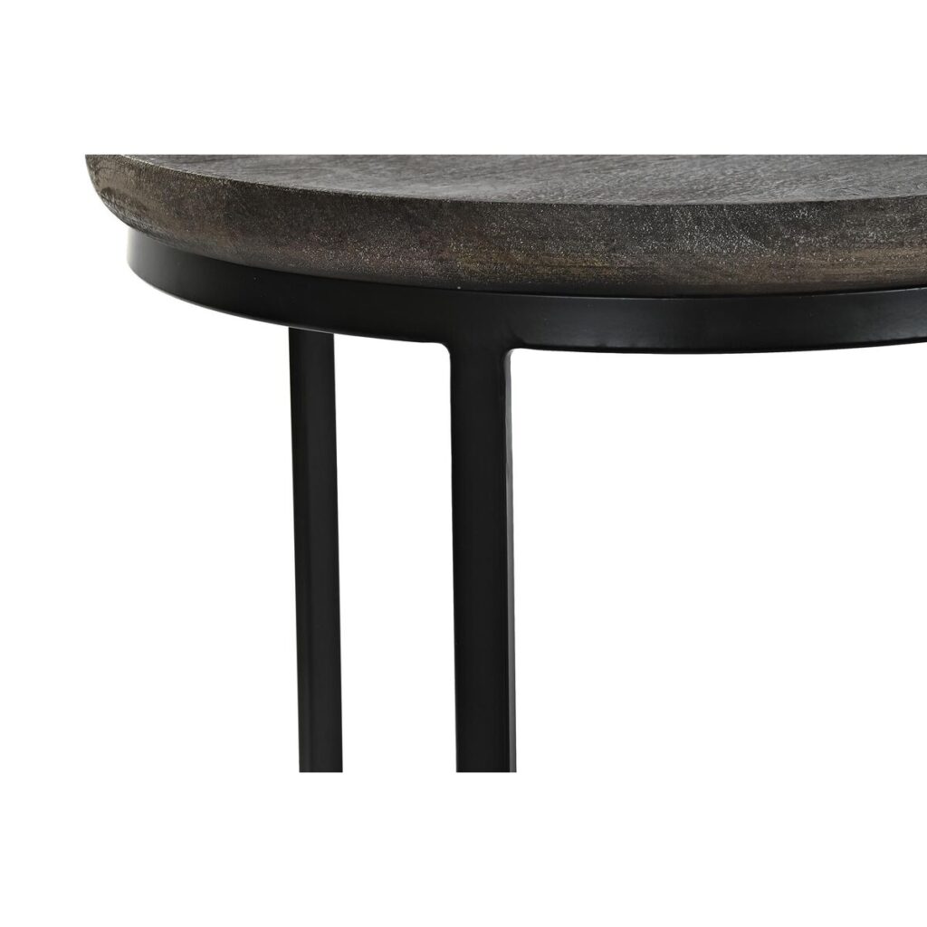 Σετ με 2 τραπέζια DKD Home Decor Μαύρο Μέταλλο Καφέ Ξύλο από Μάνγκο (55 x 55 x 50 cm) (52 x 52 x 45 cm)