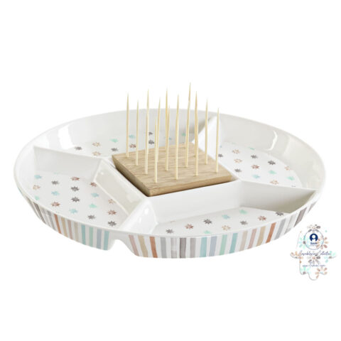 Δίσκος για σνακ DKD Home Decor Φυσικό Πολύχρωμο Διακοσμητική κανάτα Πήλινα (23
