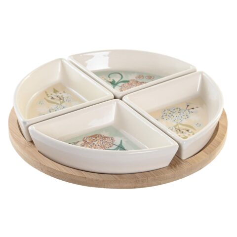 Δίσκος για σνακ DKD Home Decor 5 Τεμάχια Μπεζ Λευκό Διακοσμητική κανάτα Πήλινα (21