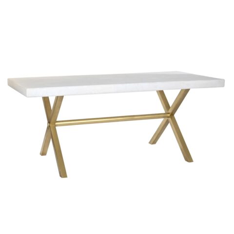 Τραπεζαρία DKD Home Decor Χρυσό Λευκό Ορείχαλκος Ξύλο από Μάνγκο (180 x 90 x 76 cm)