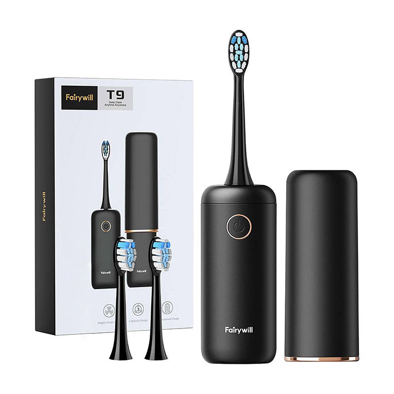 Travel sonic toothbrush with head set FairyWill FWT9 (Black)