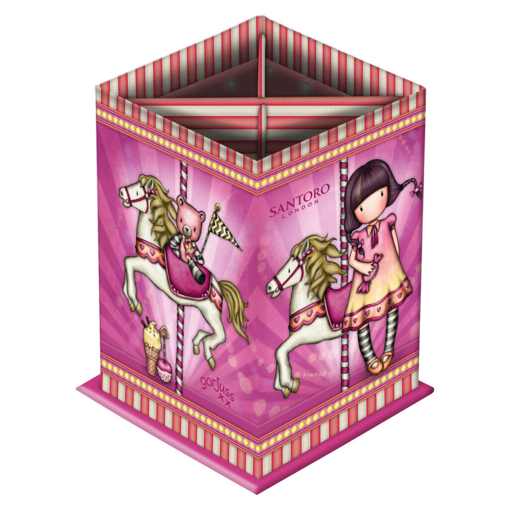 Κασετίνα Gorjuss Carousel Ροζ Χαρτόνι (8.5 x 11.5 x 8.5 cm)