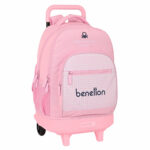 Σχολική Τσάντα με Ρόδες Benetton Vichy Ροζ (33 x 45 x 22 cm)