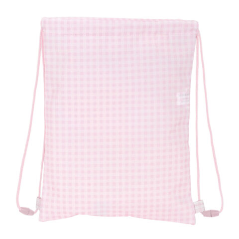 Σχολική Τσάντα με Σχοινιά Safta Flor Ροζ Λευκό (26 x 34 x 1 cm)