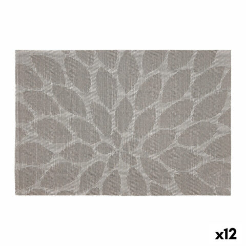 Σουπλά Bidasoa Ikonic Φύλλα Γκρι PVC (45 x 30 cm) (Pack 12x)
