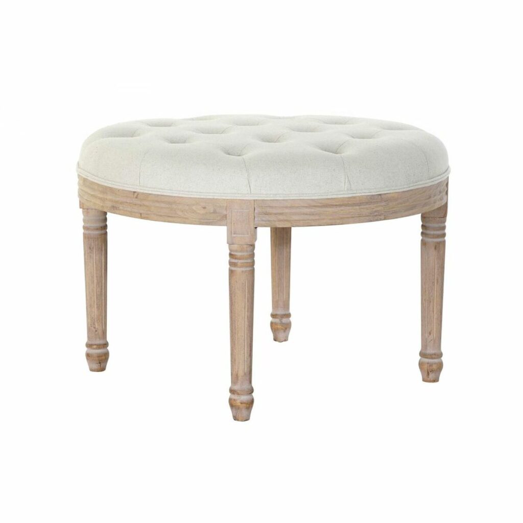 Σκαμπό DKD Home Decor 8424001794409 Φυσικό Μπεζ λινό ξύλο καουτσούκ (70 x 70 x 47 cm)