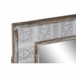 Τοίχο καθρέφτη DKD Home Decor Καμβάς Φυσικό Ξύλο Λευκό Μαρινάτος (60 x 2