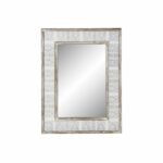 Τοίχο καθρέφτη DKD Home Decor Καμβάς Φυσικό Ξύλο Λευκό Μαρινάτος (60 x 2