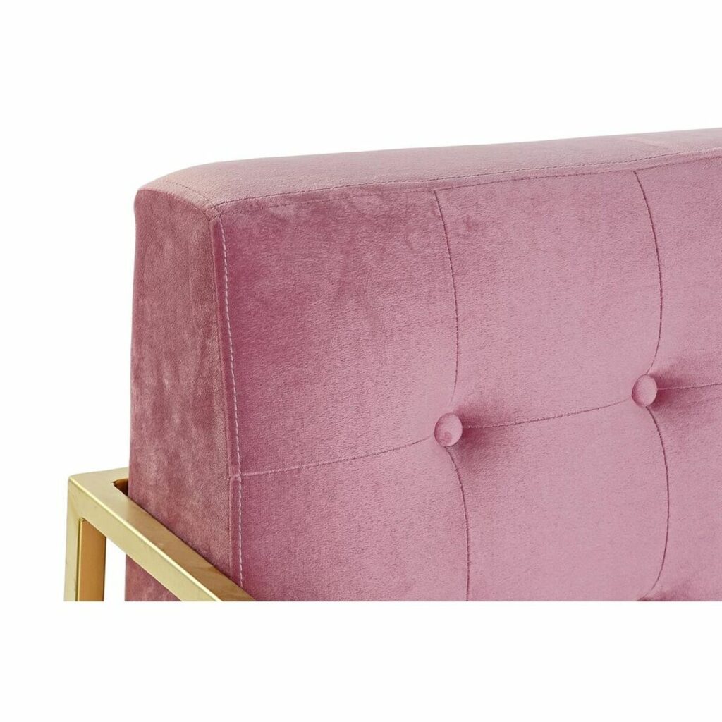 Καναπές DKD Home Decor Ροζ Χρυσό Μέταλλο πολυεστέρας (128 x 70 x 76 cm)