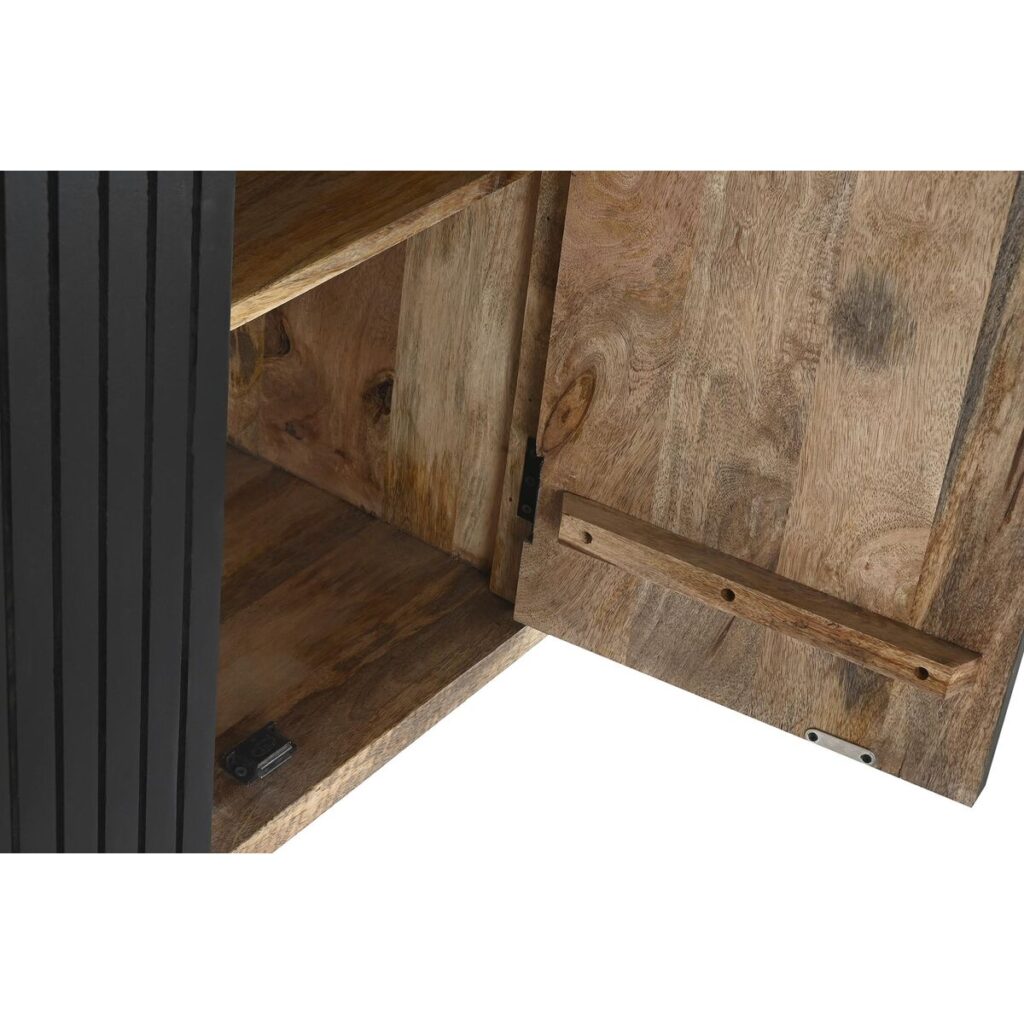 Σκευοθήκη DKD Home Decor Φυσικό Μαύρο Μέταλλο Ξύλο από Μάνγκο (160 x 40 x 90 cm)