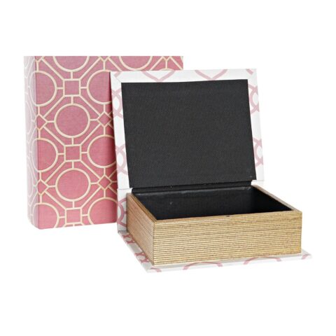 Κουτί DKD Home Decor Βιβλίο Καμβάς Ξύλο (2 Τεμάχια) (20 x 8 x 26 cm)