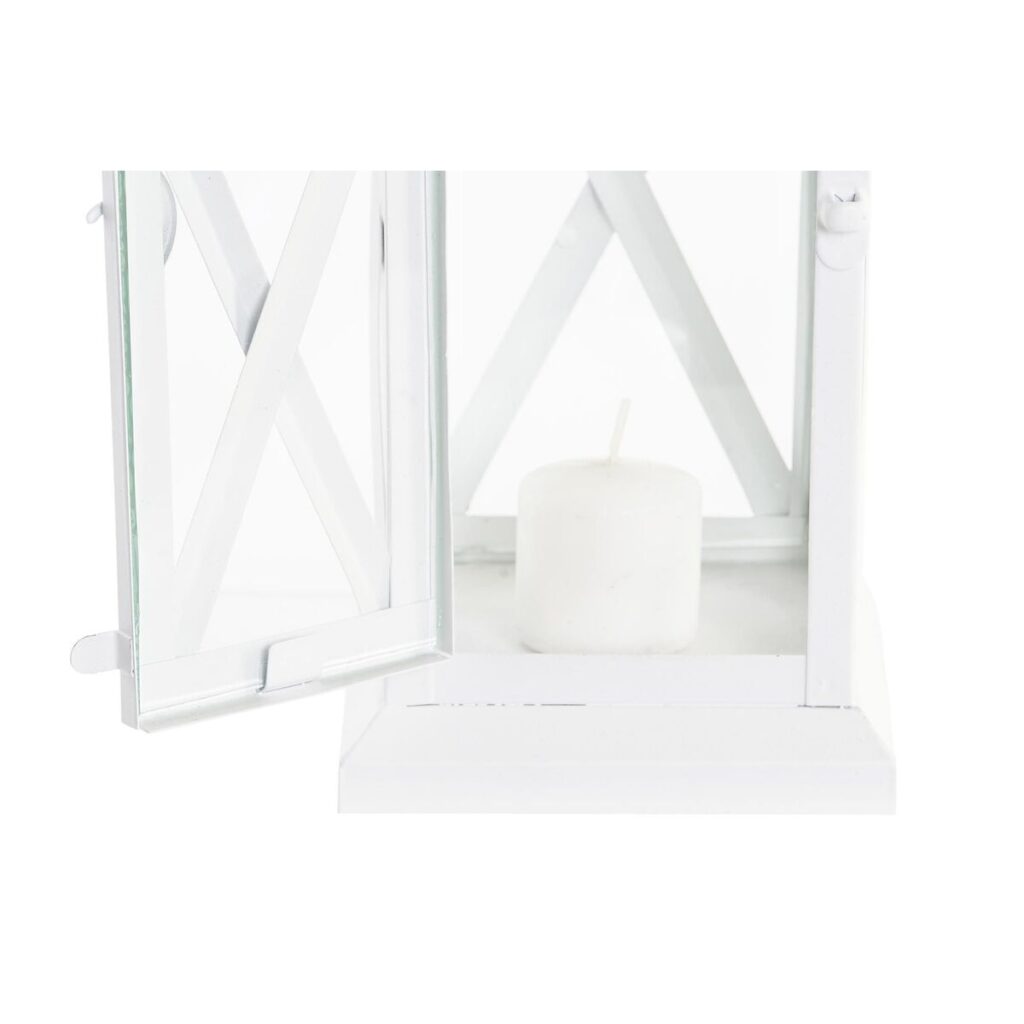 Φανάρια DKD Home Decor Κρυστάλλινο Μέταλλο Λευκό (21 x 21 x 51 cm)