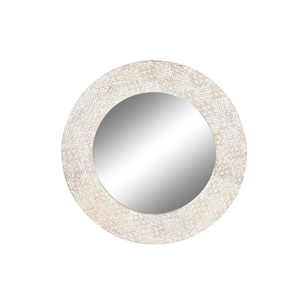 Τοίχο καθρέφτη DKD Home Decor Λευκό Κρυστάλλινο Ξύλο από Μάνγκο Ξύλο MDF Mandala Ινδός Μαρινάτος 76 x 4 x 76 cm