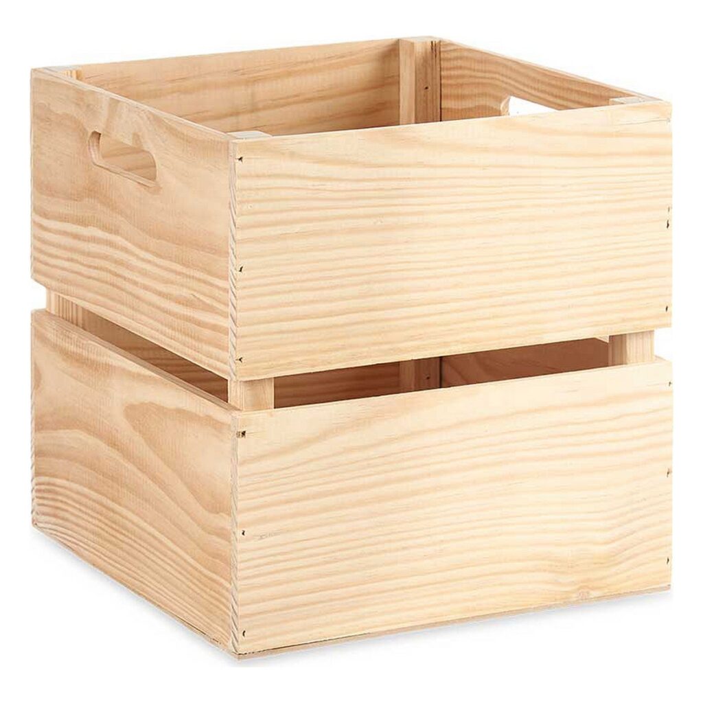 Κουτί αποθήκευσης ξύλο πεύκου Φυσικό καφέ (30 x 30 x 30 cm)