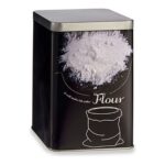 Μεταλλικό Δοχείο Flour Μαύρο Μέταλλο Λευκό 1 L