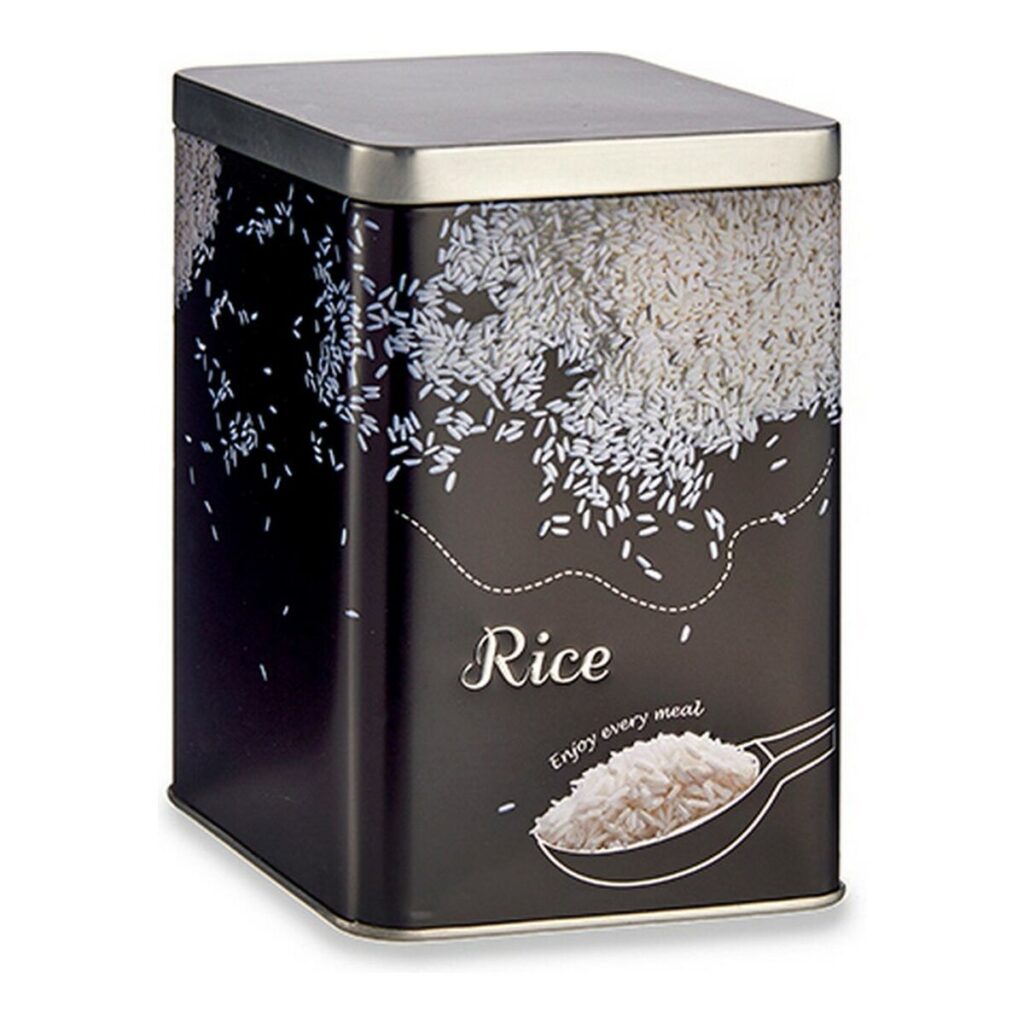 Μεταλλικό Δοχείο Rice Μαύρο Γκρι Μέταλλο 1 L