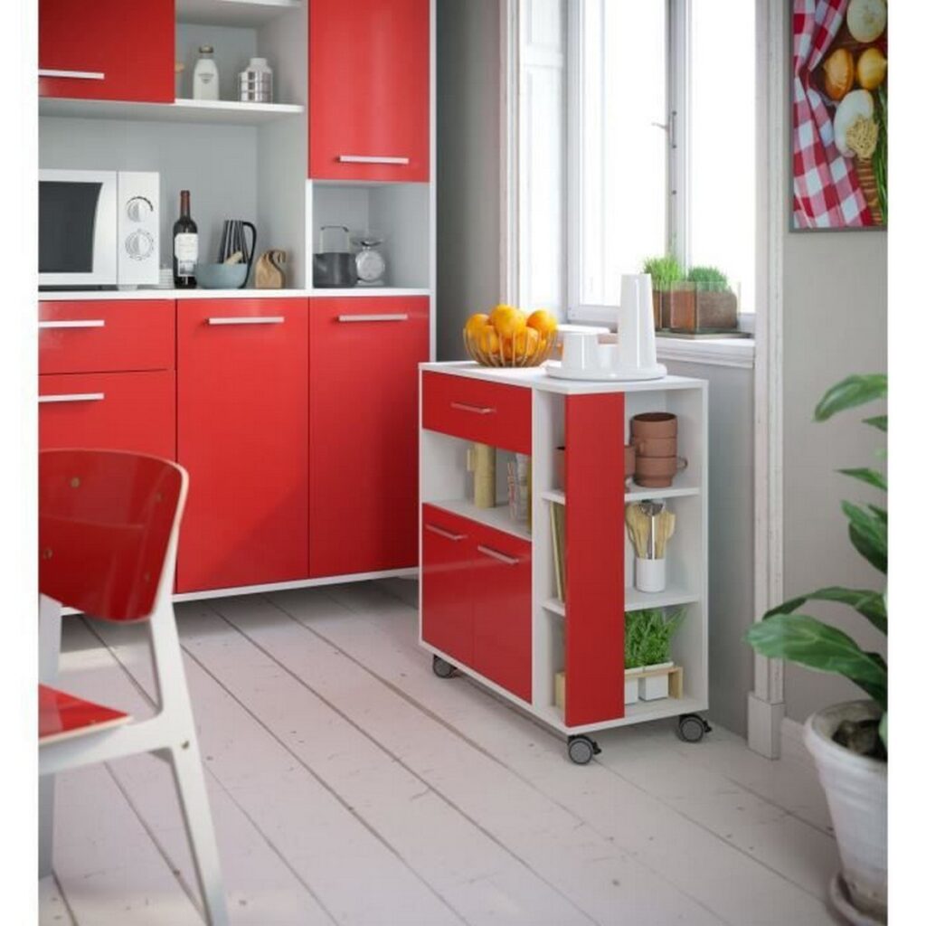 Έπιπλο Κουζίνας Τρόλεϊ Κόκκινο Λευκό ABS (80 x 39 x 87 cm)