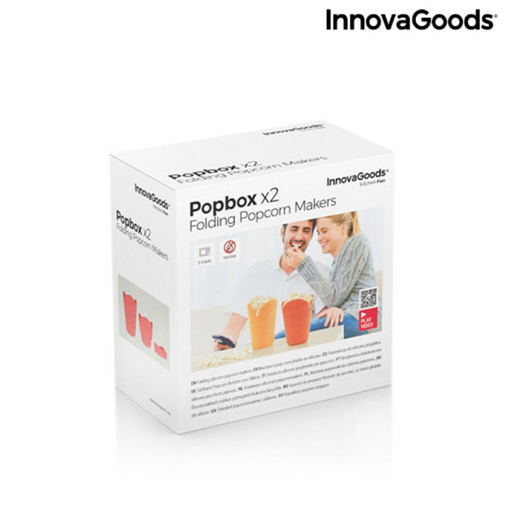 Πτυσσόμενη συσκευή για ποπ κορν από σιλικόνη Popbox InnovaGoods (πακέτο με 2)