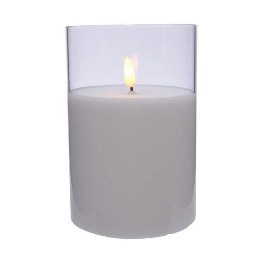 Κερί LED Decoris Λευκό (Ø 10 X 15 CM)