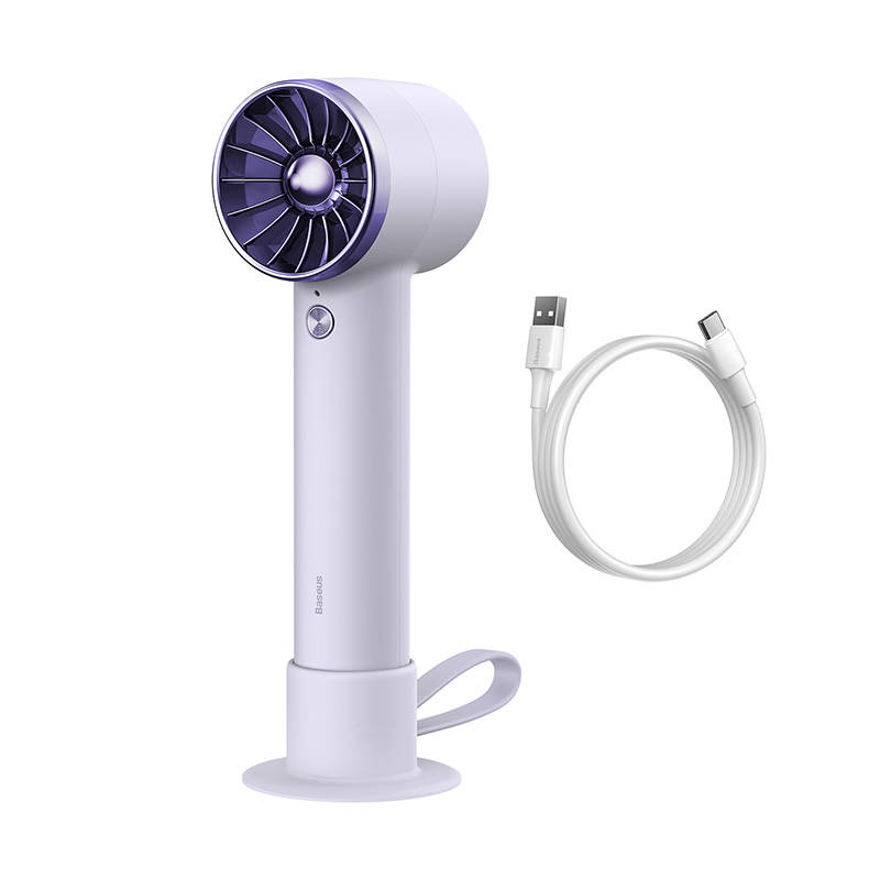 Portable hand fan Baseus Flyer Turbine + Lightning cable (purple)
