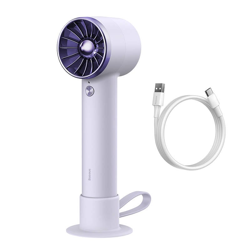 Portable hand fan Baseus Flyer Turbine + USB-C cable (purple)