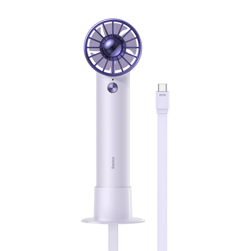 Portable hand fan Baseus Flyer Turbine + USB-C cable (purple)