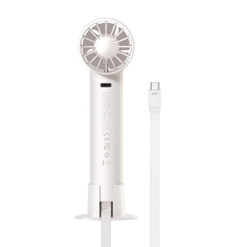 Portable hand fan Baseus Flyer Turbine + USB-C cable (white)