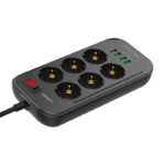 Power strip with 6 AC outlets