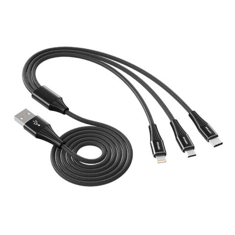 USB Cable Vipfan X16 3w1 USB-C/Lightning/Micro 66W 3.5A  (czarny)