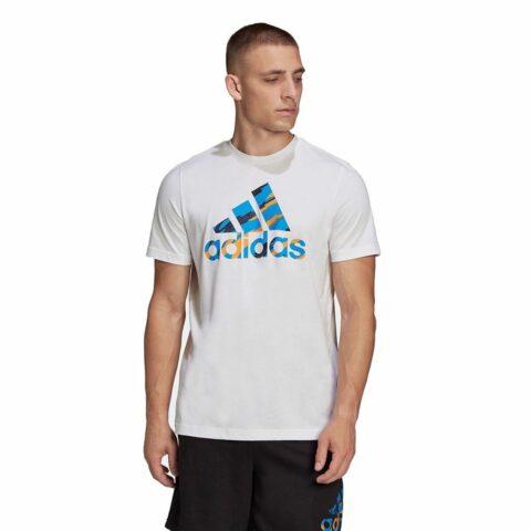 Ανδρική Μπλούζα με Κοντό Μανίκι Adidas Essentials Camo Λευκό
