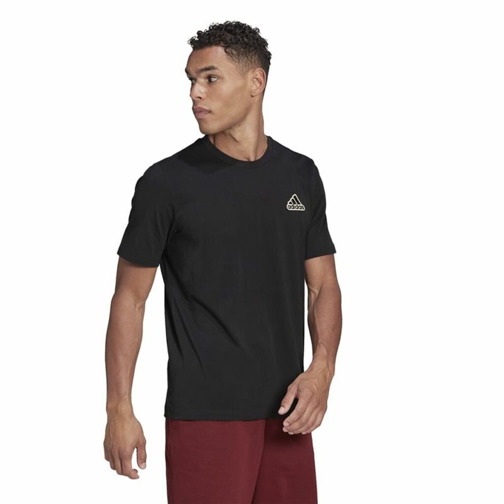 Ανδρική Μπλούζα με Κοντό Μανίκι Adidas Essentials Feel Comfy Μαύρο