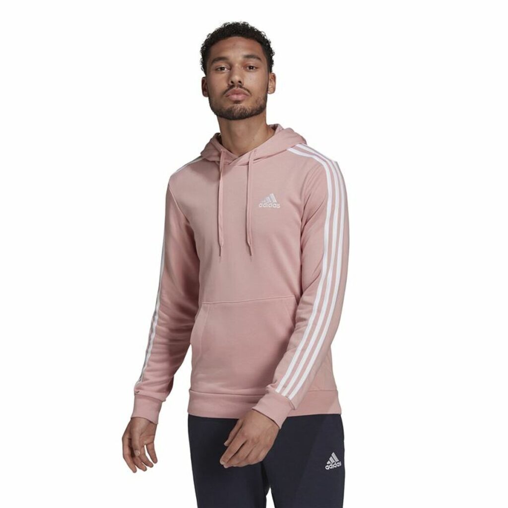 Ανδρικό Φούτερ με Κουκούλα Adidas Essentials Wonder Mauve 3 Stripes Ροζ