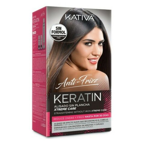 Θεραπεία Mαλλιών Ισιώματος Keratin Anti-frizz Xtrem Care Kativa (3 pcs) Ταλαιπωρημένα μαλλιά