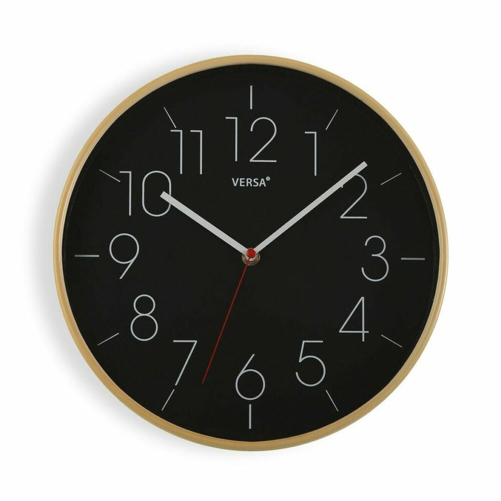 Ρολόι Τοίχου Versa Μαύρο Ξύλο PU (30
