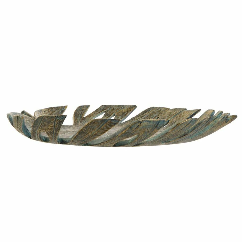 Κεντρικό Τραπεζιού DKD Home Decor Χρυσό Πράσινο Τροπικό 34 x 29 x 5 cm Φύλλο φυτού