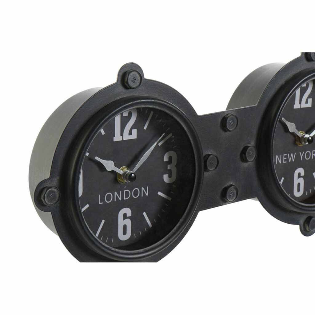 Ρολόι Τοίχου DKD Home Decor Κρυστάλλινο Μαύρο Σίδερο (58 x 6.5 x 18 cm)