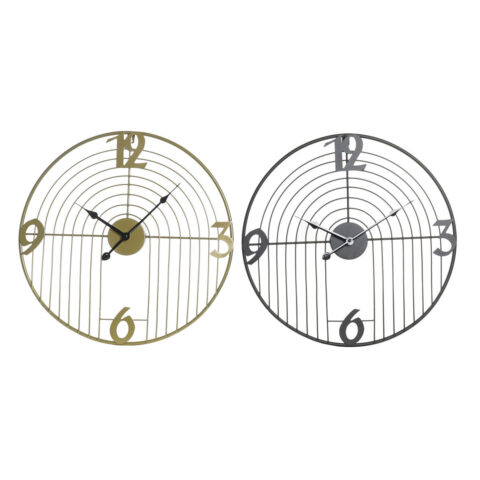 Ρολόι Τοίχου DKD Home Decor Μαύρο Χρυσό Μέταλλο Σύγχρονη 45 x 3 x 45 cm (x2)