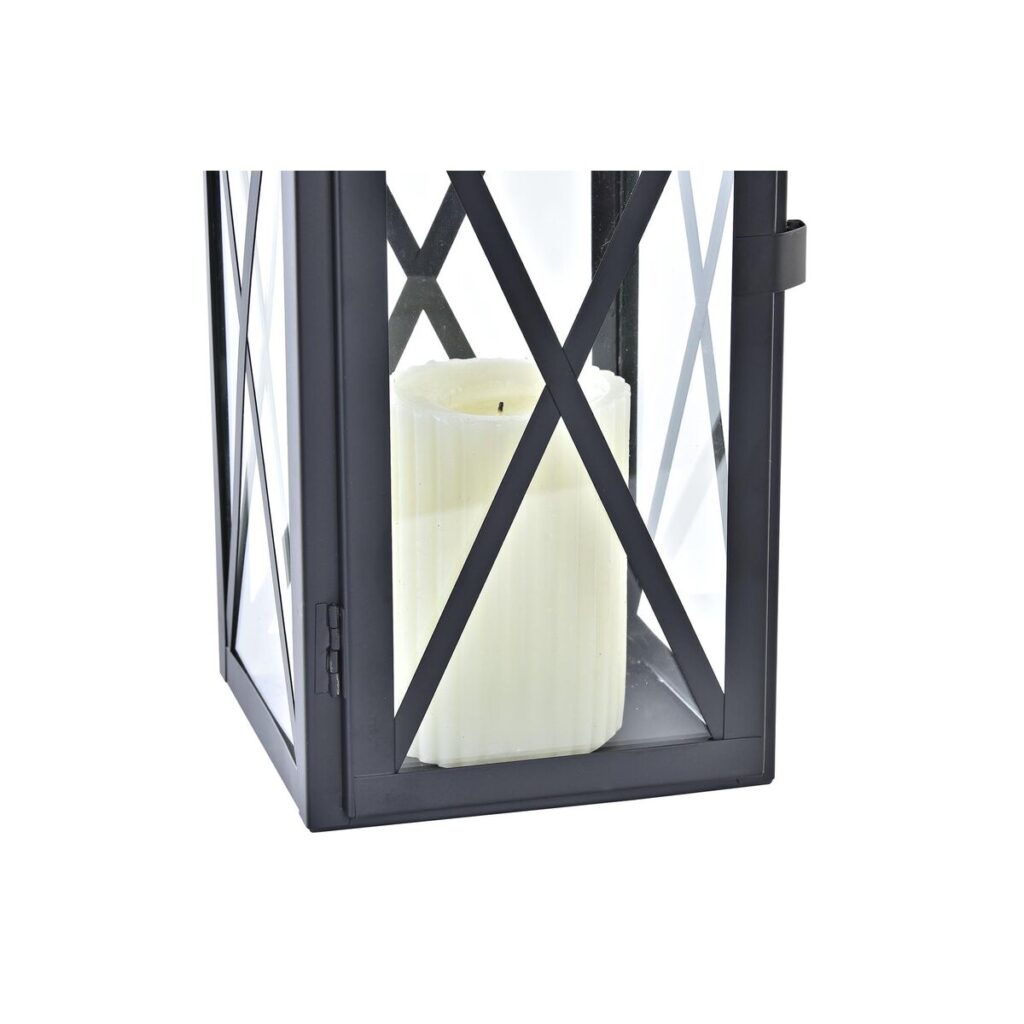 Lanterne DKD Home Decor 2 Τεμάχια Κρυστάλλινο Μαύρο Χρυσό Μέταλλο (19 x 19 x 58 cm)