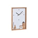 Ρολόι Τοίχου DKD Home Decor Λευκό Καφέ Ξύλο Σπίτια Urban 20 x 4 x 30 cm