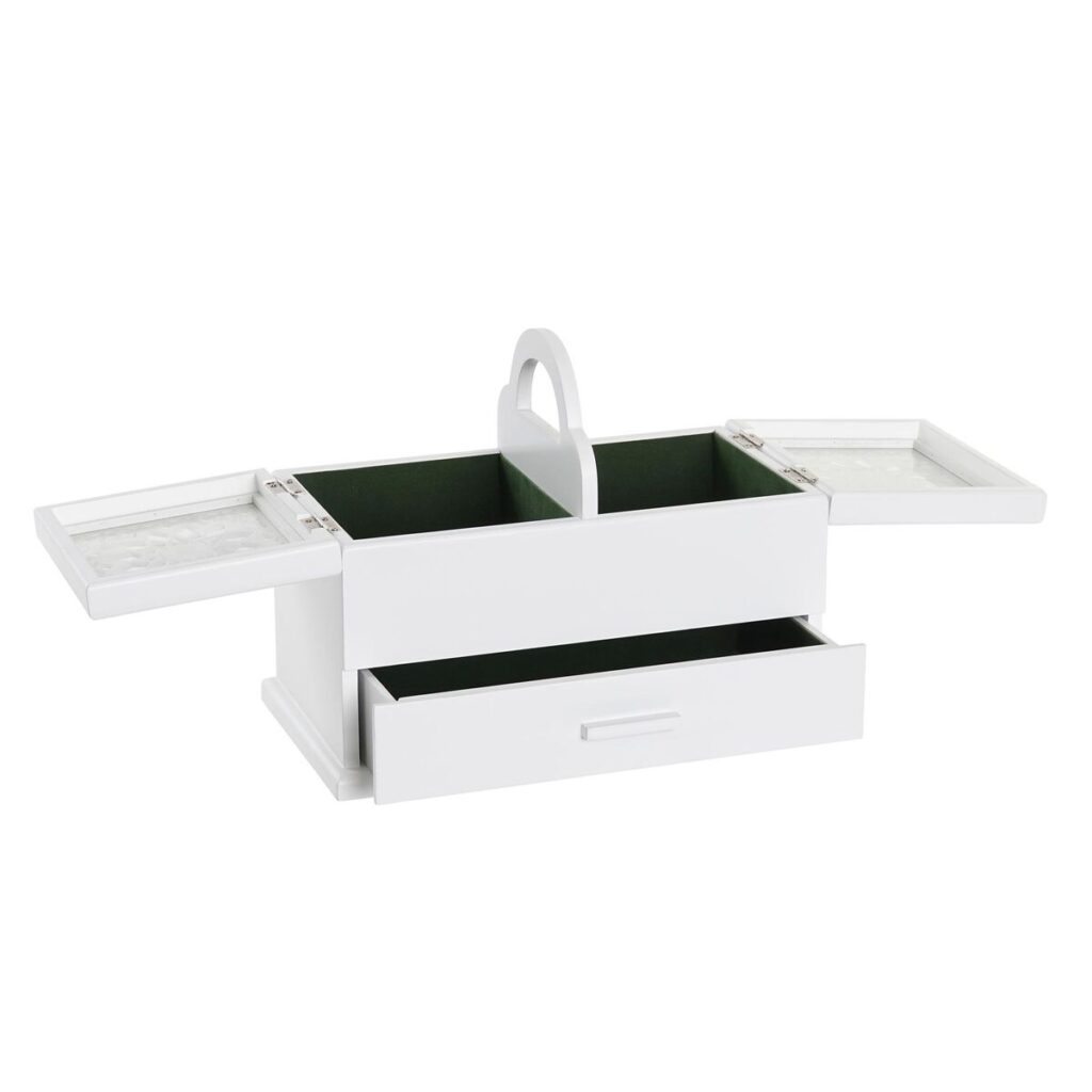 Κουτί-μπιζουτιέρα DKD Home Decor Κρυστάλλινο Λευκό Πράσινο Ξύλο MDF 30 x 17 x 24 cm