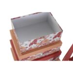 Σετ Κουτιών Αποθήκευσης με Δυνατότητα Τοποθέτησης σε Στοίβα DKD Home Decor Blomster Χαρτόνι