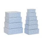 Σετ Κουτιών Αποθήκευσης με Δυνατότητα Τοποθέτησης σε Στοίβα DKD Home Decor Λευκό Sky μπλε Παιδικά Χαρτόνι (43