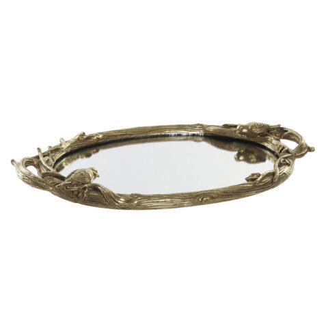 Δίσκος DKD Home Decor Καθρέφτης Χρυσό Ρητίνη Πουλιά (45 x 27 x 3