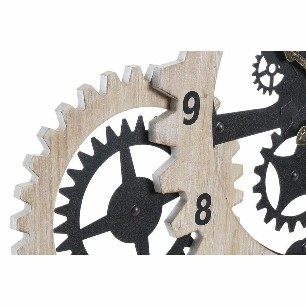 Ρολόι Τοίχου DKD Home Decor Φυσικό Μαύρο MDF Γρανάζι (70 x 4 x 45 cm)